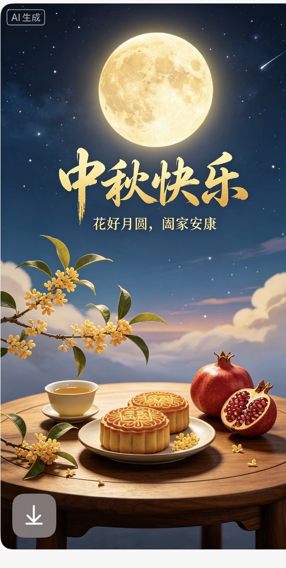 豆包生成的中秋祝福图